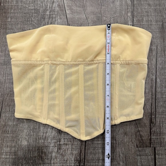 Edikted Yellow Strapless Corset Bustier Crop Top Small Mesh Boned NWT Y2K Sexy - Picture 3 of 8